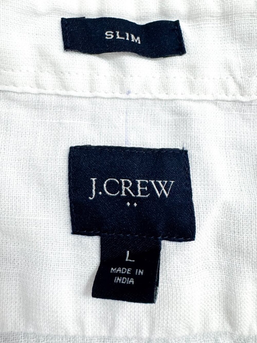 J.Crew Mens Short-sleeve Button-up White Linen Shirt Slim Fit Size Large - Picture 4 of 5